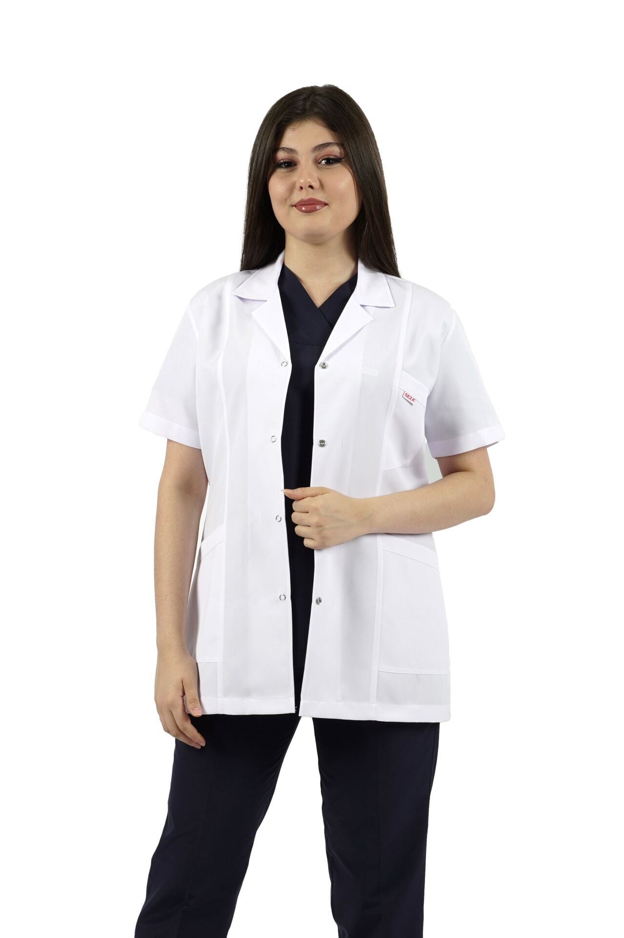 Gömlek Yaka Kısa Kol Kadın Doktor-Öğretmen Önlüğü