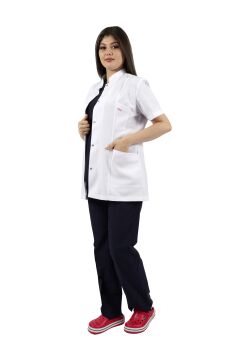 Hakim Yaka Kısa Kol Kadın Doktor-Öğretmen Önlüğü