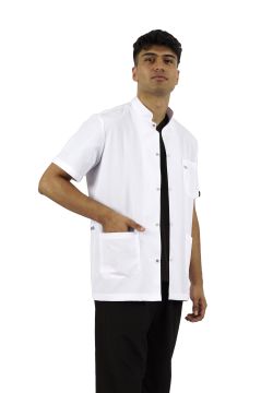 Hakim Yaka Kısa Kol Erkek Doktor-Öğretmen Önlüğü