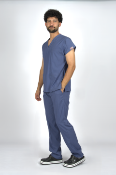 Fırtına Mavi Premium Flex Unisex Likralı Scrubs Doktor Hemşire Üniforma Takım