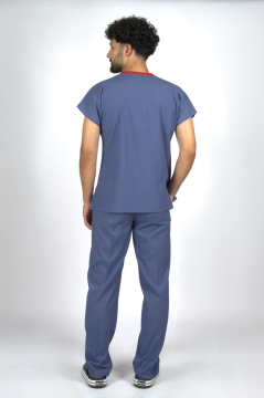 Fırtına Mavi Premium Flex Unisex Likralı Scrubs Doktor Hemşire Üniforma Takım