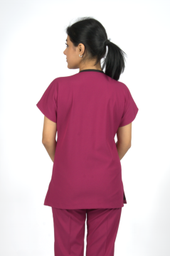 Vişne Çürüğü Premium Flex Likralı Unisex Scrubs Doktor Hemşire Forma Üst