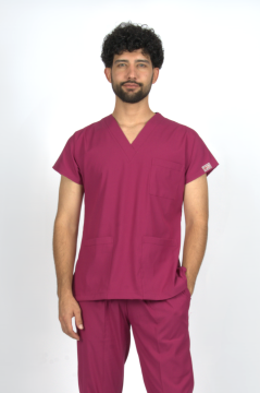 Vişne Çürüğü Premium Flex Likralı Unisex Scrubs Doktor Hemşire Forma Üst