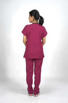 Vişne Çürüğü Premium Flex Unisex Likralı Scrubs Doktor Hemşire Üniforma Takım