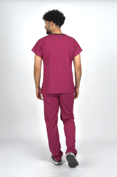 Vişne Çürüğü Premium Flex Unisex Likralı Scrubs Doktor Hemşire Üniforma Takım