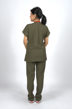 Haki Premium Flex Unisex Likralı Scrubs Doktor Hemşire Üniforma Takım
