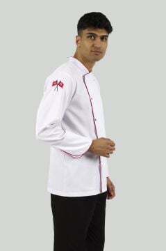 AŞÇI ŞEF CEKETİ - Beyaz / Kırmızı