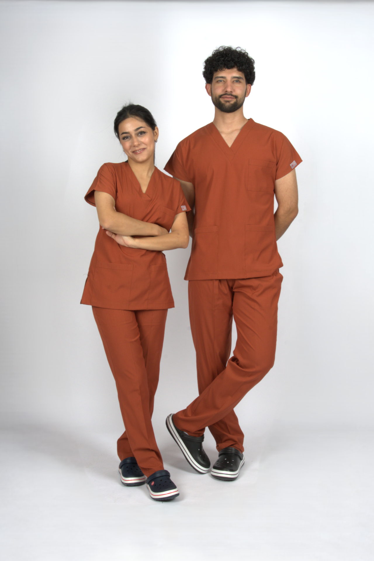 Kiremit Premium Flex Unisex Likralı Scrubs Doktor Hemşire Üniforma Takım