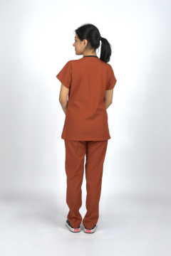 Kiremit Premium Flex Unisex Likralı Scrubs Doktor Hemşire Üniforma Takım