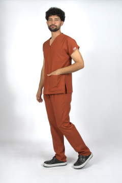 Kiremit Premium Flex Unisex Likralı Scrubs Doktor Hemşire Üniforma Takım