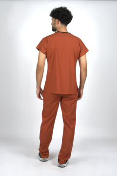 Kiremit Premium Flex Unisex Likralı Scrubs Doktor Hemşire Üniforma Takım