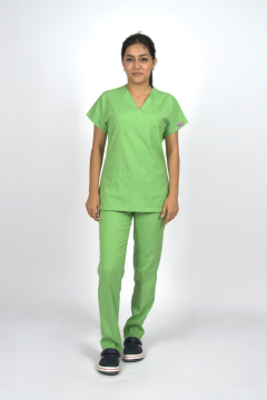 Fıstık Yeşili Premium Flex Unisex Likralı Scrubs Doktor Hemşire Üniforma Takım