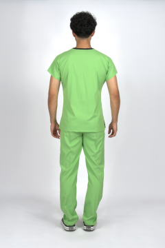 Fıstık Yeşili Premium Flex Unisex Likralı Scrubs Doktor Hemşire Üniforma Takım