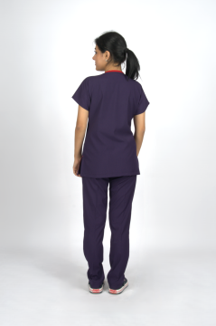 Mor Premium Flex Unisex Likralı Scrubs Doktor Hemşire Üniforma Takım