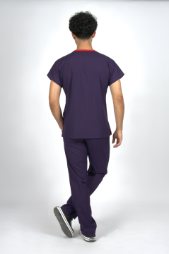 Mor Premium Flex Unisex Likralı Scrubs Doktor Hemşire Üniforma Takım