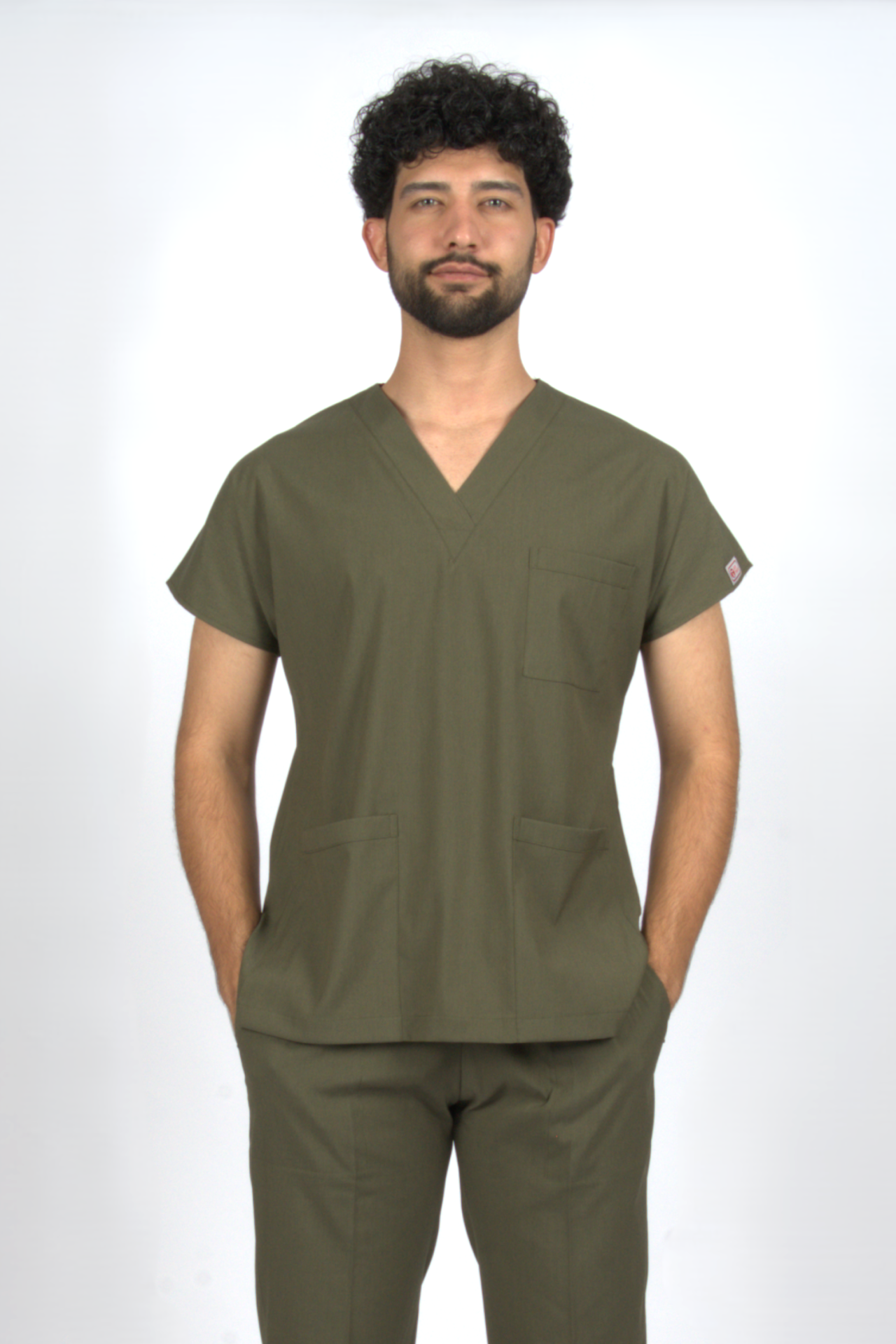 Haki Premium Flex Likralı Unisex Scrubs Doktor Hemşire Forma Üst