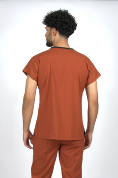 Kiremit Premium Flex Likralı Unisex Scrubs Doktor Hemşire Forma Üst