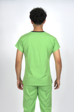 Fıstık Yeşili Premium Flex Likralı Unisex Scrubs Doktor Hemşire Forma Üst