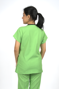 Fıstık Yeşili Premium Flex Likralı Unisex Scrubs Doktor Hemşire Forma Üst