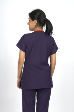 Mor Premium Flex Likralı Unisex Scrubs Doktor Hemşire Forma Üst