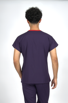 Mor Premium Flex Likralı Unisex Scrubs Doktor Hemşire Forma Üst