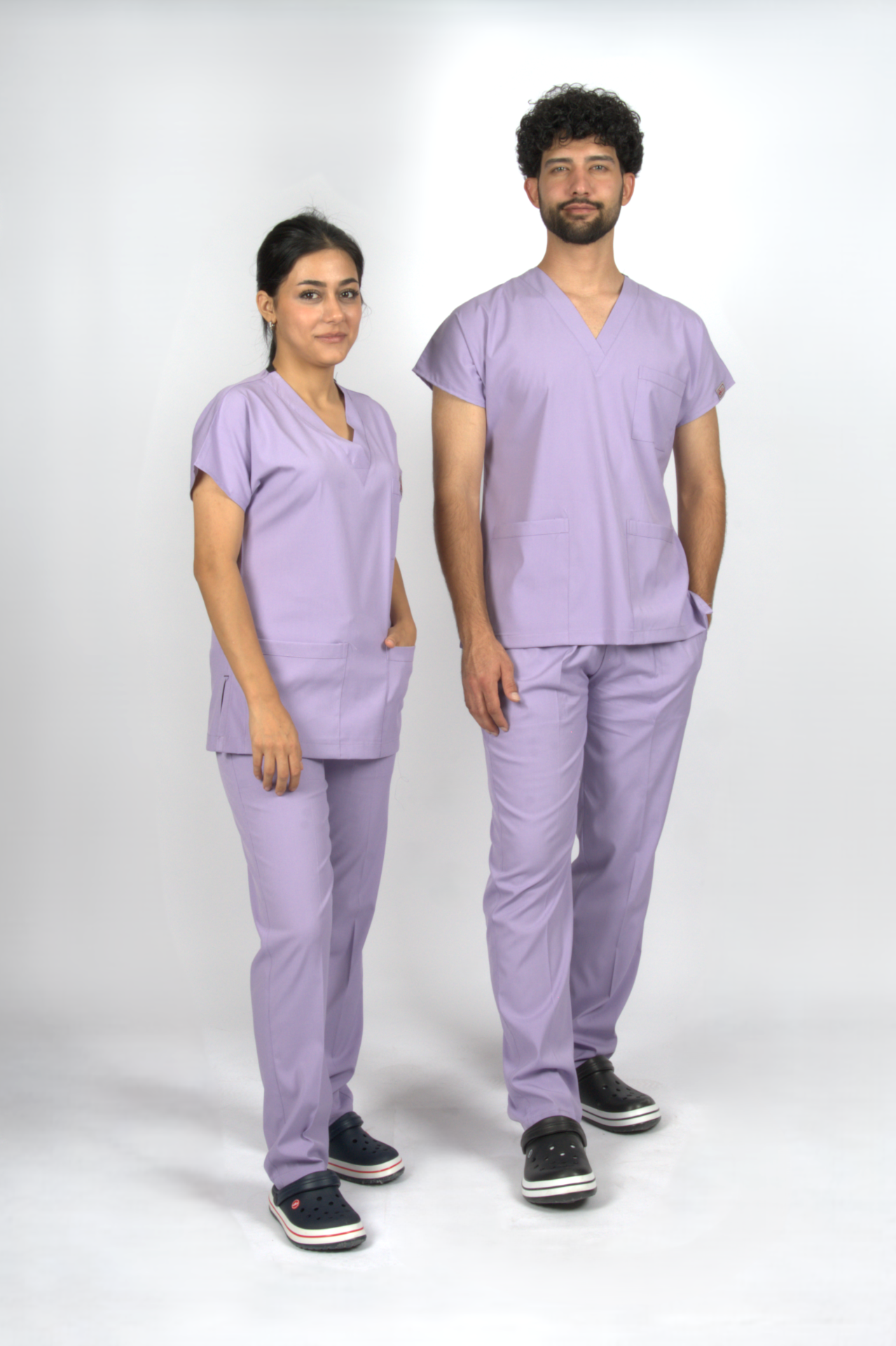 Lila Premium Flex Unisex Likralı Scrubs Doktor Hemşire Üniforma Takım