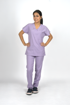 Lila Premium Flex Unisex Likralı Scrubs Doktor Hemşire Üniforma Takım