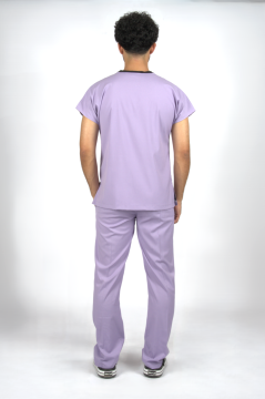 Lila Premium Flex Unisex Likralı Scrubs Doktor Hemşire Üniforma Takım