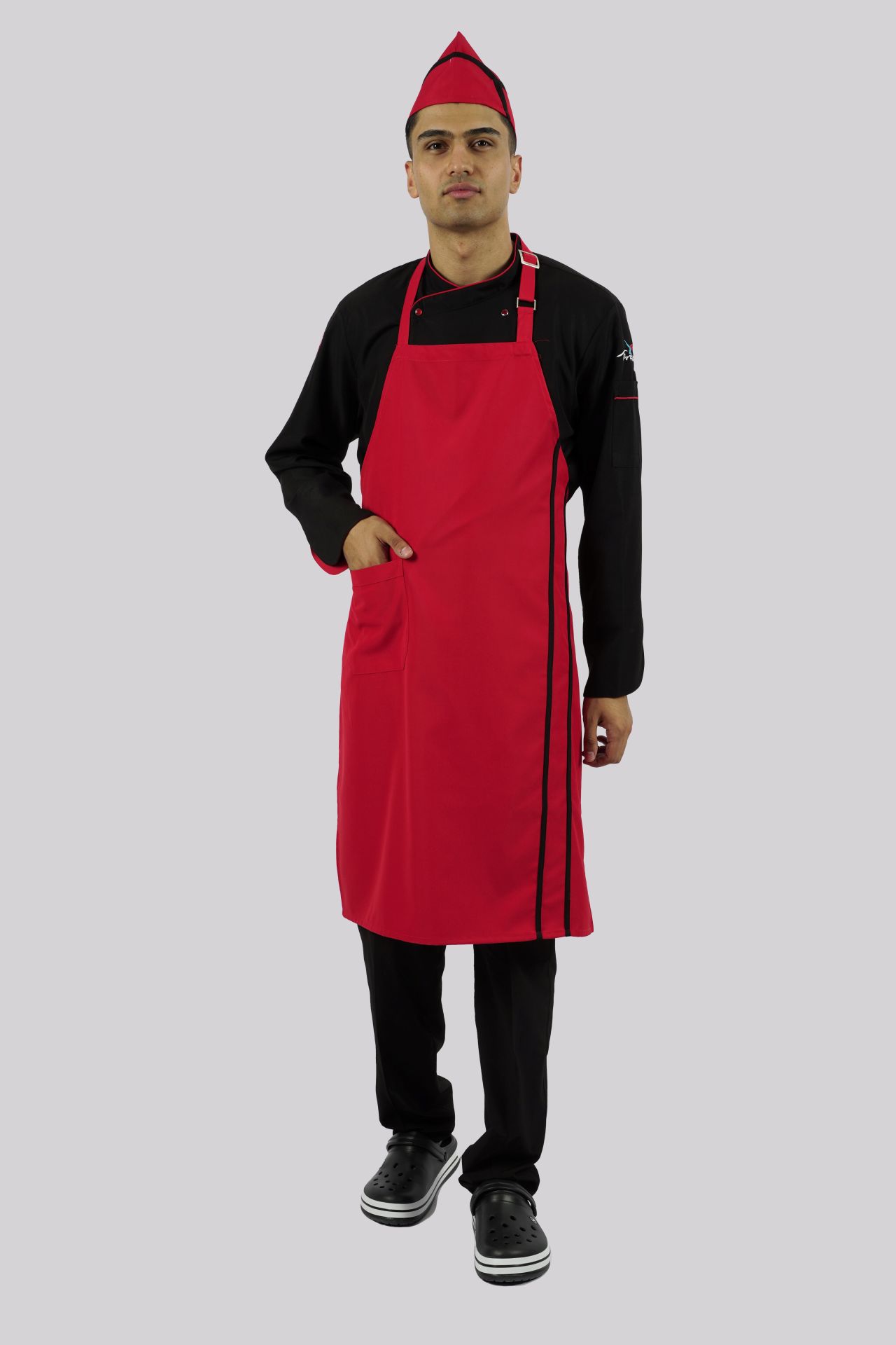 ASKILI ÖNLÜK (Ayar Tokalı) - Kırmızı / Siyah Biyeli