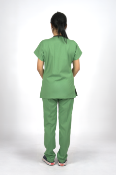 Çimen Yeşili Premium Flex Unisex Likralı Scrubs Doktor Hemşire Üniforma Takım