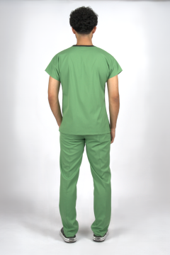 Çimen Yeşili Premium Flex Unisex Likralı Scrubs Doktor Hemşire Üniforma Takım