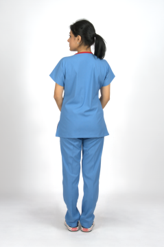 Deniz Mavisi Premium Flex Unisex Likralı Scrubs Doktor Hemşire Üniforma Takım