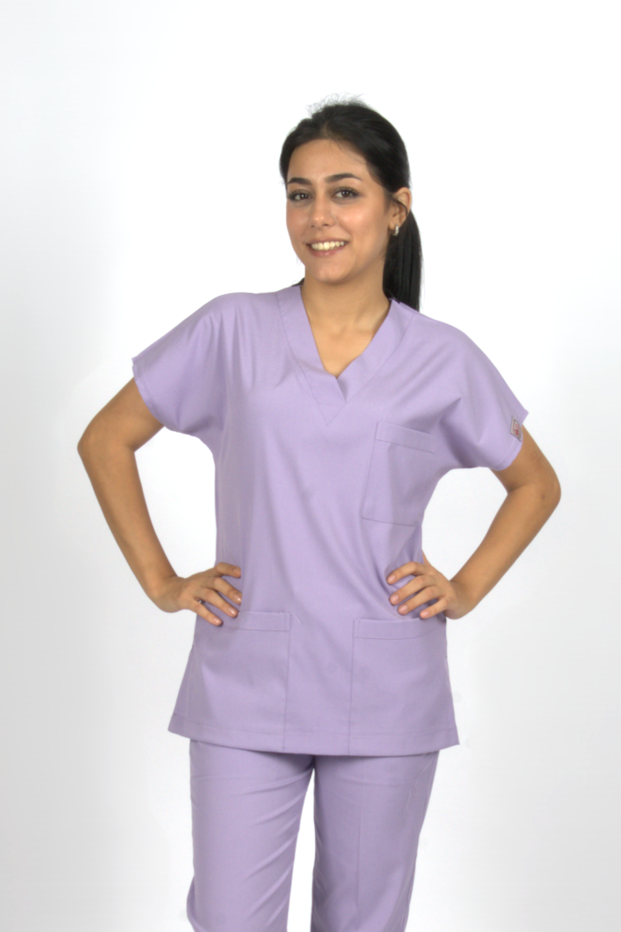 Lila Premium Flex Likralı Unisex Scrubs Doktor Hemşire Forma Üst