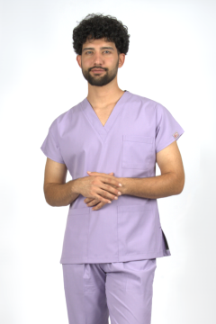 Lila Premium Flex Likralı Unisex Scrubs Doktor Hemşire Forma Üst