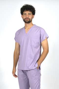 Lila Premium Flex Likralı Unisex Scrubs Doktor Hemşire Forma Üst