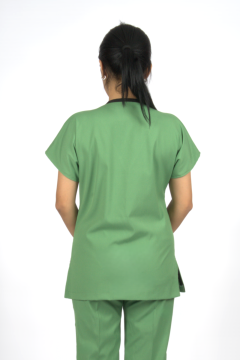 Çimen Yeşili Premium Flex Likralı Unisex Scrubs Doktor Hemşire Forma Üst
