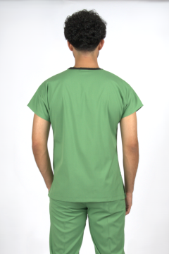 Çimen Yeşili Premium Flex Likralı Unisex Scrubs Doktor Hemşire Forma Üst