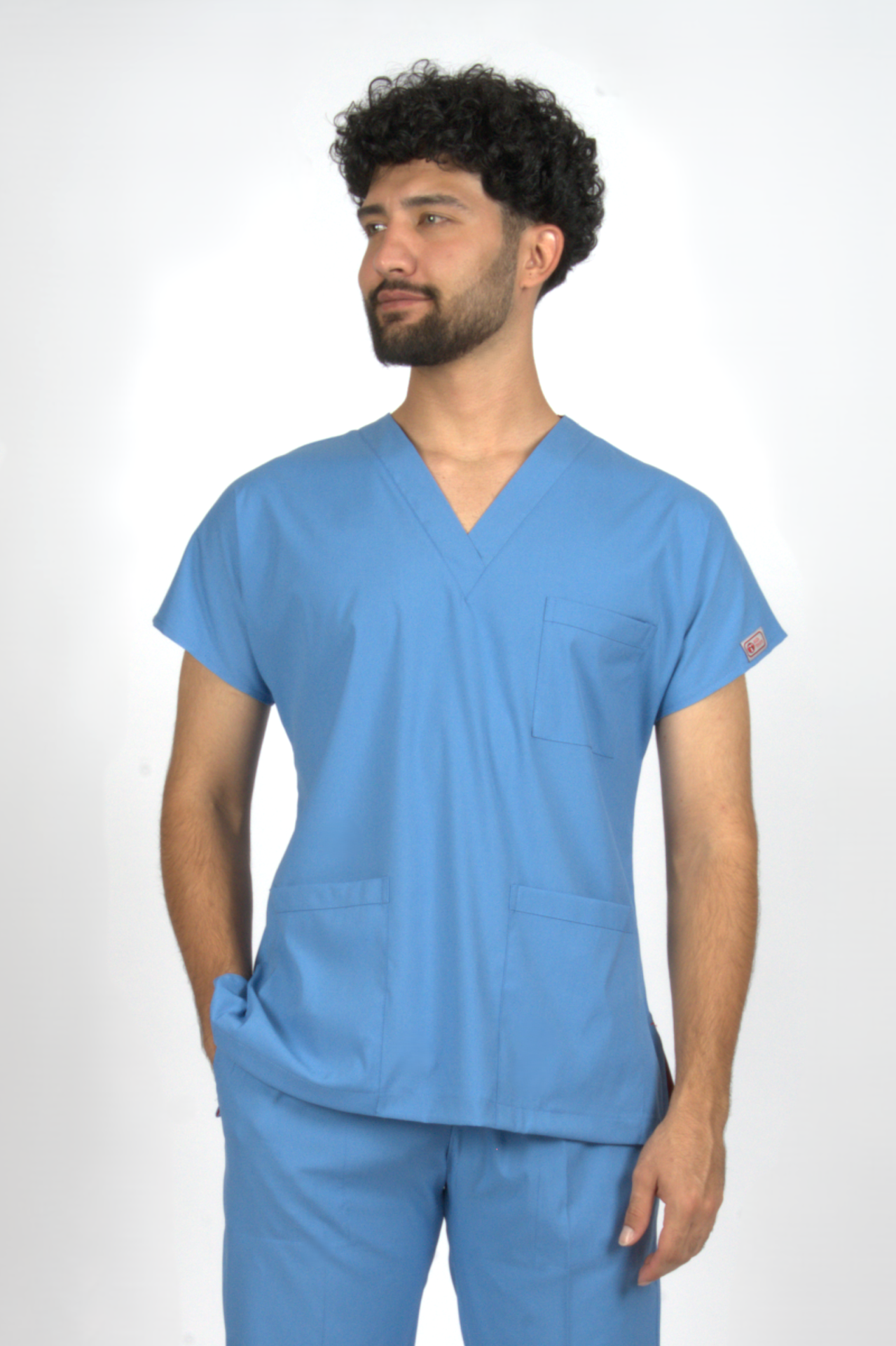 Deniz Mavisi Premium Flex Likralı Unisex Scrubs Doktor Hemşire Forma Üst