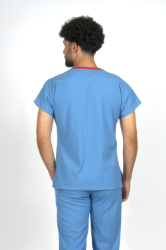 Deniz Mavisi Premium Flex Likralı Unisex Scrubs Doktor Hemşire Forma Üst