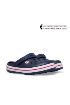 Ortopedik Bay Bayan Lacivert-Kırmızı Crocss Terlik Doktor Hemşire Aşçı Terliği Orjinal Akınal Bella